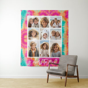 Tenture Salutations au Nouvel An Cravate-Dye Turquoise les