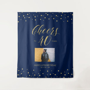 Tenture Salutations jusqu'à 40 ans   Gold & Blue Birthday 