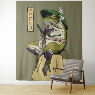 Tenture Samouraï Grenouille : Gardien du Lotus