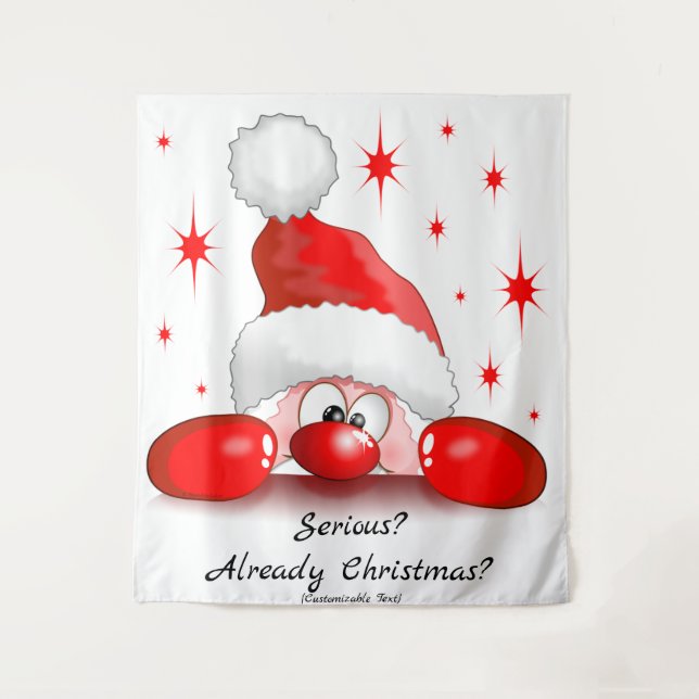 Tenture Santa Cartoon Cute Peeking Character © BluedarkArt (Devant)
