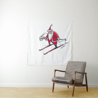 Tenture Santa Skiing tapestry