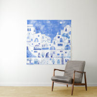 Santorin Grèce Aquarelle Townscape