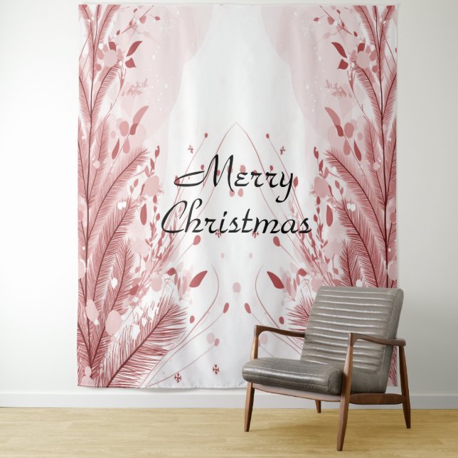 Tenture Sapin de Noël Rouge Décoration de Neige Belle (En situation)