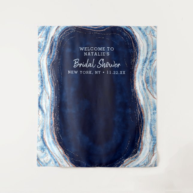 Tenture Sapphire Blue Geode Douche Photo Prop Arrière-plan (Devant)