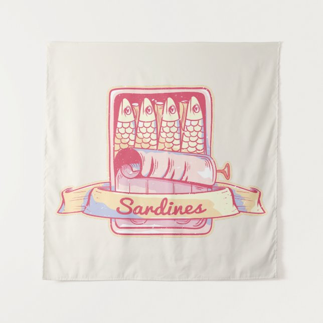 Tenture Sardines dans une boîte (Devant)