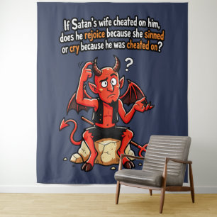 Tenture Satan Femme Infidèle Péché Drôle Diable Mème