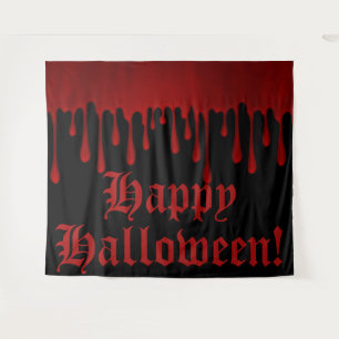Tenture Satin Rouge qui Dégouline de Sang Fête d'Halloween