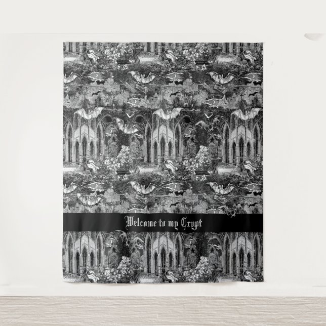 Tenture Scène de cimetière gothique Vampires en cristal av (Devant)