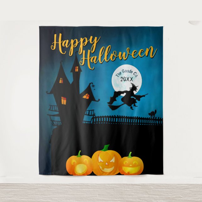 Tenture Scène effrayante d'Halloween | Fond personnalisé p (Devant)