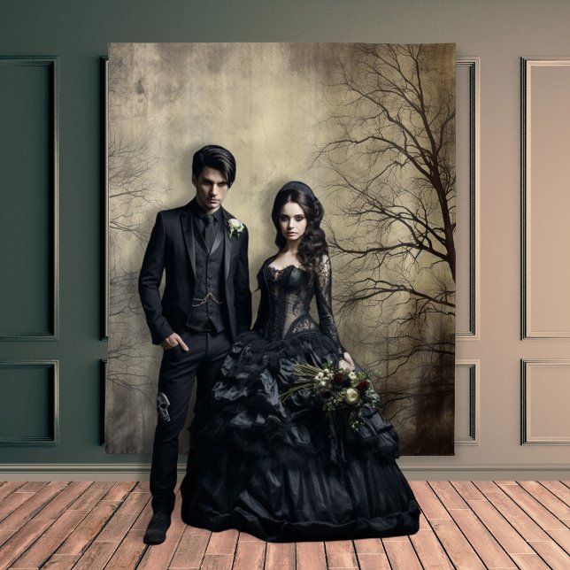 Tenture Scènes gothiques Moody Cream et Noir Forêt foncée (Créateur téléchargé)