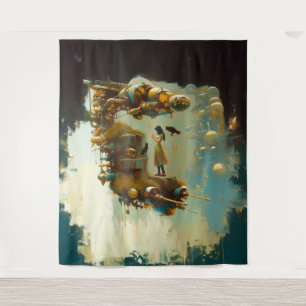Tenture SciFi Abstrait Cat Raven Occult Dark Witchy AI Art