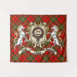Tenture Scott Clan Badge & Unicorns avec Tartan