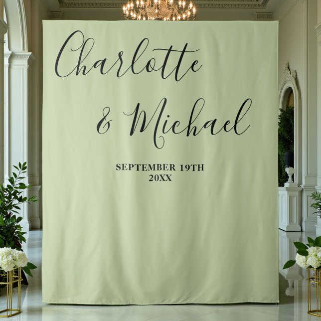 Tenture Script Minimalist Wedding | Sage Green Backdrop (Créateur téléchargé)
