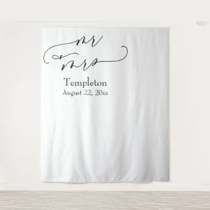 Tenture Script Mr & Mrs Simple Left Aligné Fond photo