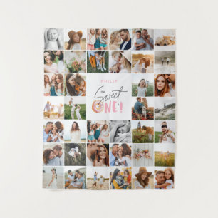 Tenture Script multi-photo moderne pour 50e anniversaire 