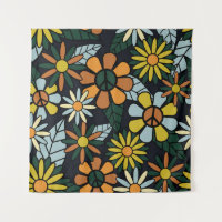 Seamless 70's retro hippie flowers pattern - Vinta
