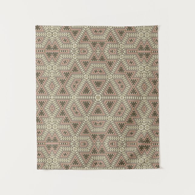 Tenture Seamless mosaic abstract kaleidoscope beige triang (Devant)