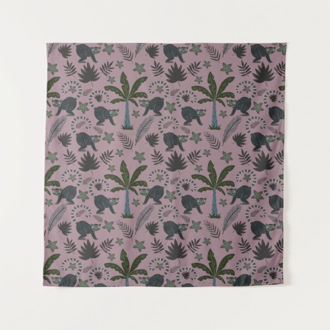 Tenture Seamless pattern Tropical animals monkey jumping (Devant)