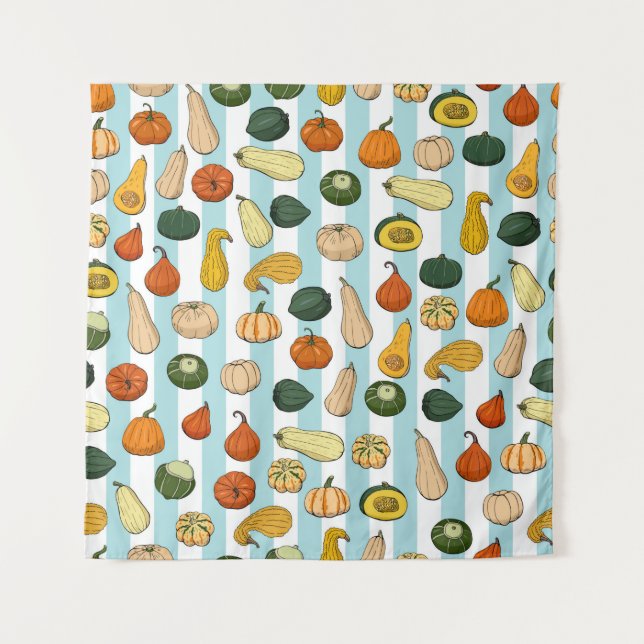 Tenture Seamless pattern with different hand drawn squashe (Devant)