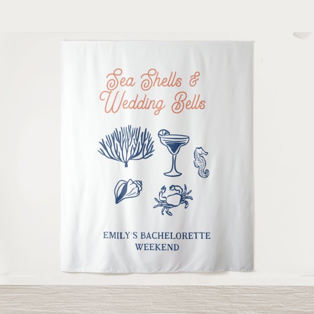Tenture Seashells Wedding Bells Bachelorette Weekend (Devant)