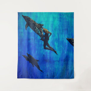 Tenture Secourir les dauphins nager
