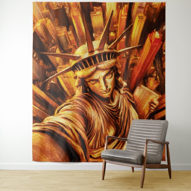 Tenture Selfie-Style Statue of Liberty Oil Painting  (En situation)