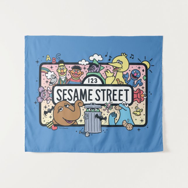 Tenture Sésame Sésame | Sesame Pals signe de Doodle (Devant (Horizontal))