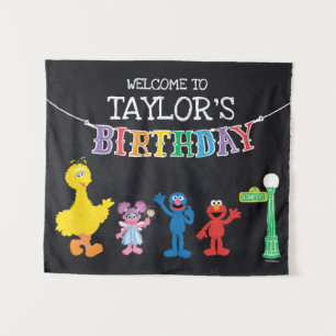 Tenture Sesame Street Chalkboard Anniversaire Bienvenue
