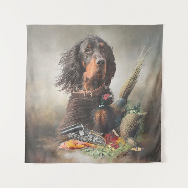 Tenture Setter Gordon avec faisans, Art (Devant)