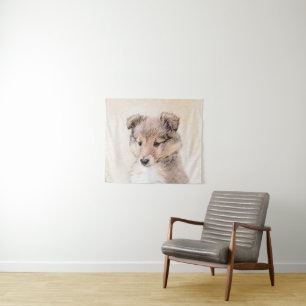 Tenture Shetland Sheepdog Puppy Peinture Chien original ar