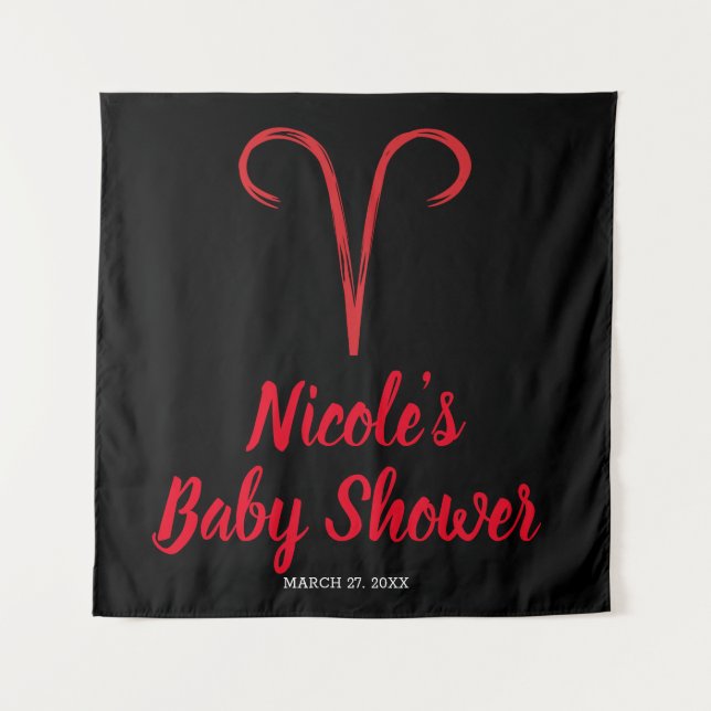 Tenture SIGNE ARRIÈRE Astrologie rouge Zodiac Party Contex (Devant)