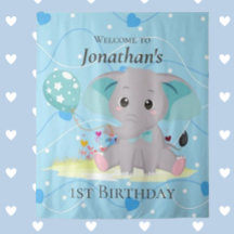 signe d'accueil Eléphant bleu Cute fond