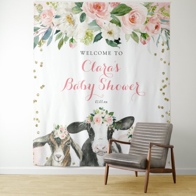 Tenture SIGNE DE Baby shower Fille Florale Animale Agricol (En situation)