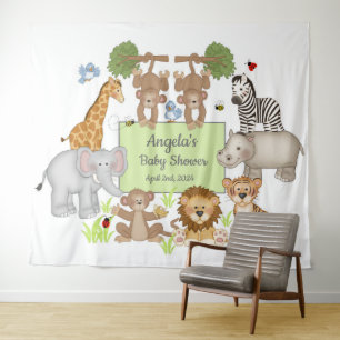 Tenture Signe de fond de Baby shower pour animaux Safari