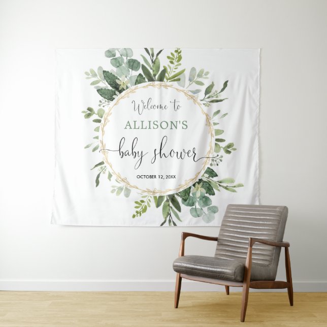 Tenture Signe de toile de fond de Baby Shower avec couronn (En situation (horizontale))