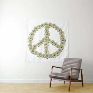 Tenture SIGNE SYMBOLE PAIX - Fleur Hippie guirlande