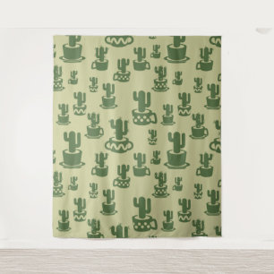 Tenture Silhouette de cactus succulent dans des tasses et