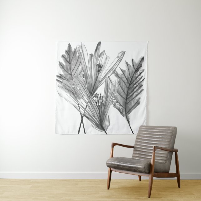 Tenture Silhouette florale - Gris (En situation)