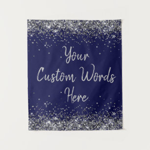 Tenture Silver Navy Blue Birthday Party Photo Booth Prop
