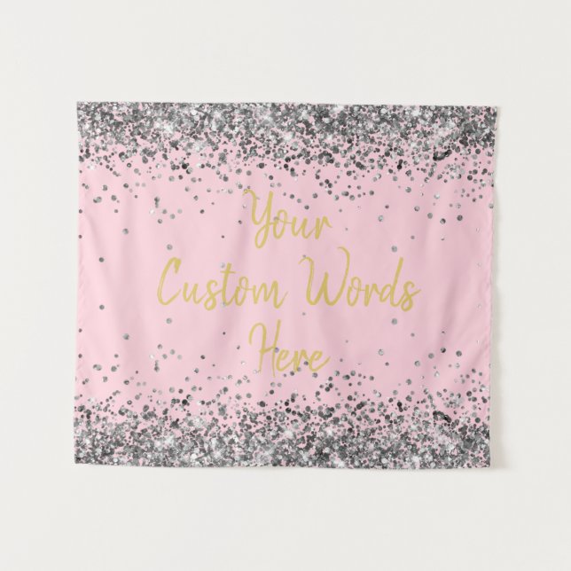 Tenture Silver Pink Gold Anniversaire de fête Photo Booth  (Devant (Horizontal))