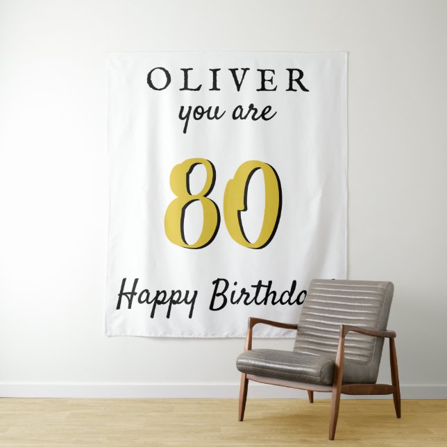 Tenture Simple 80ème anniversaire heureux en arrière-plan (En situation)