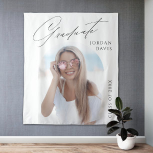 Tenture Simple Elegant Script Photo Graduation Party