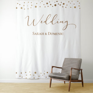 Tenture Simple Gold confetti mariage script Noms personnal
