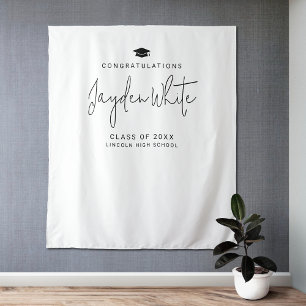 Tenture Simple Modern Script Nom Graduation Party