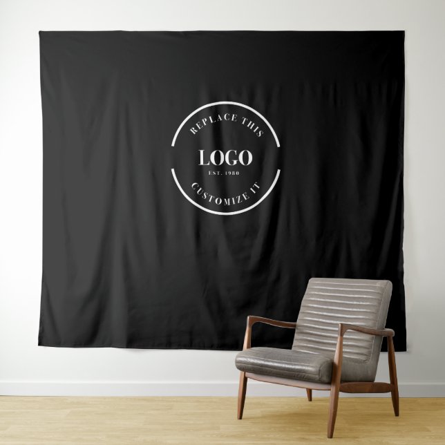 Tenture Simple personnalisation blanc logo arrière-plan En (En situation (horizontale))