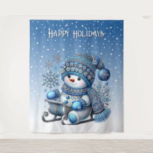 Tenture Sliding Snowman Christmas Holiday Backdrop