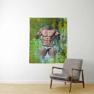 Tenture SlipperyJoe's homme adulte très musclé torse nu 