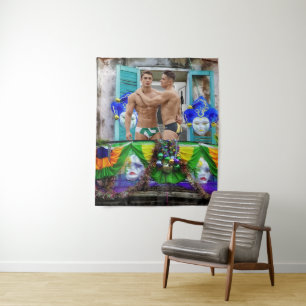 Tenture SlipperyJoe's Mardi Gras masques perles décoration