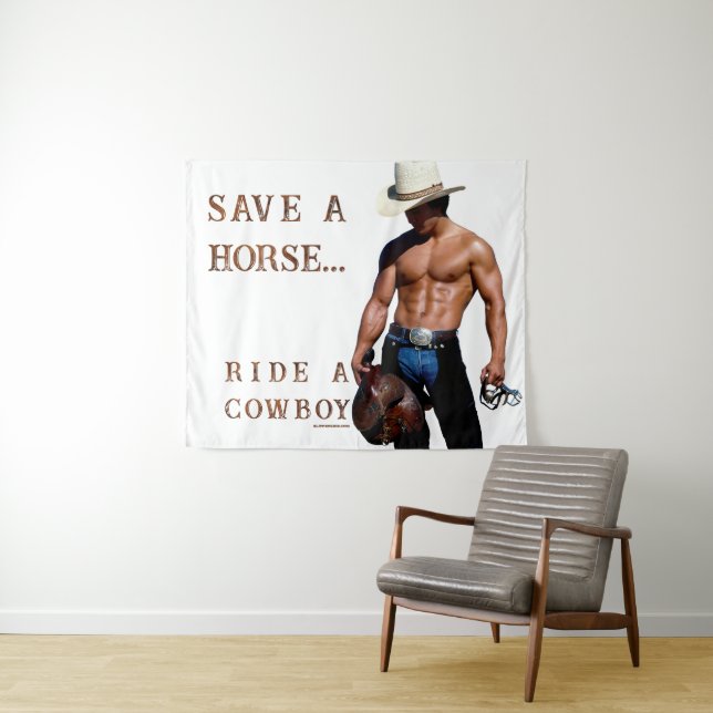Tenture SlipperyJoe's save horse ride paille cowboy casque (En situation (horizontale))
