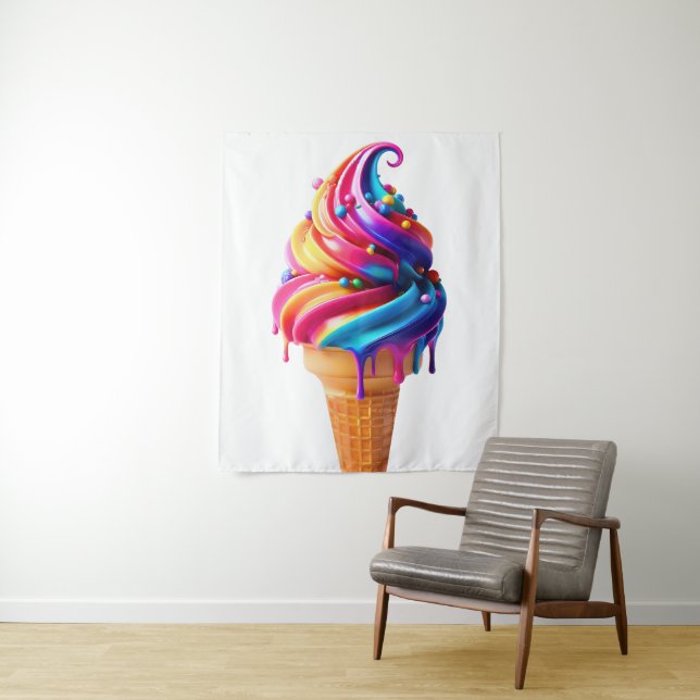 Tenture SlipperyJoe's vibrante crème glacée cone classique (En situation)